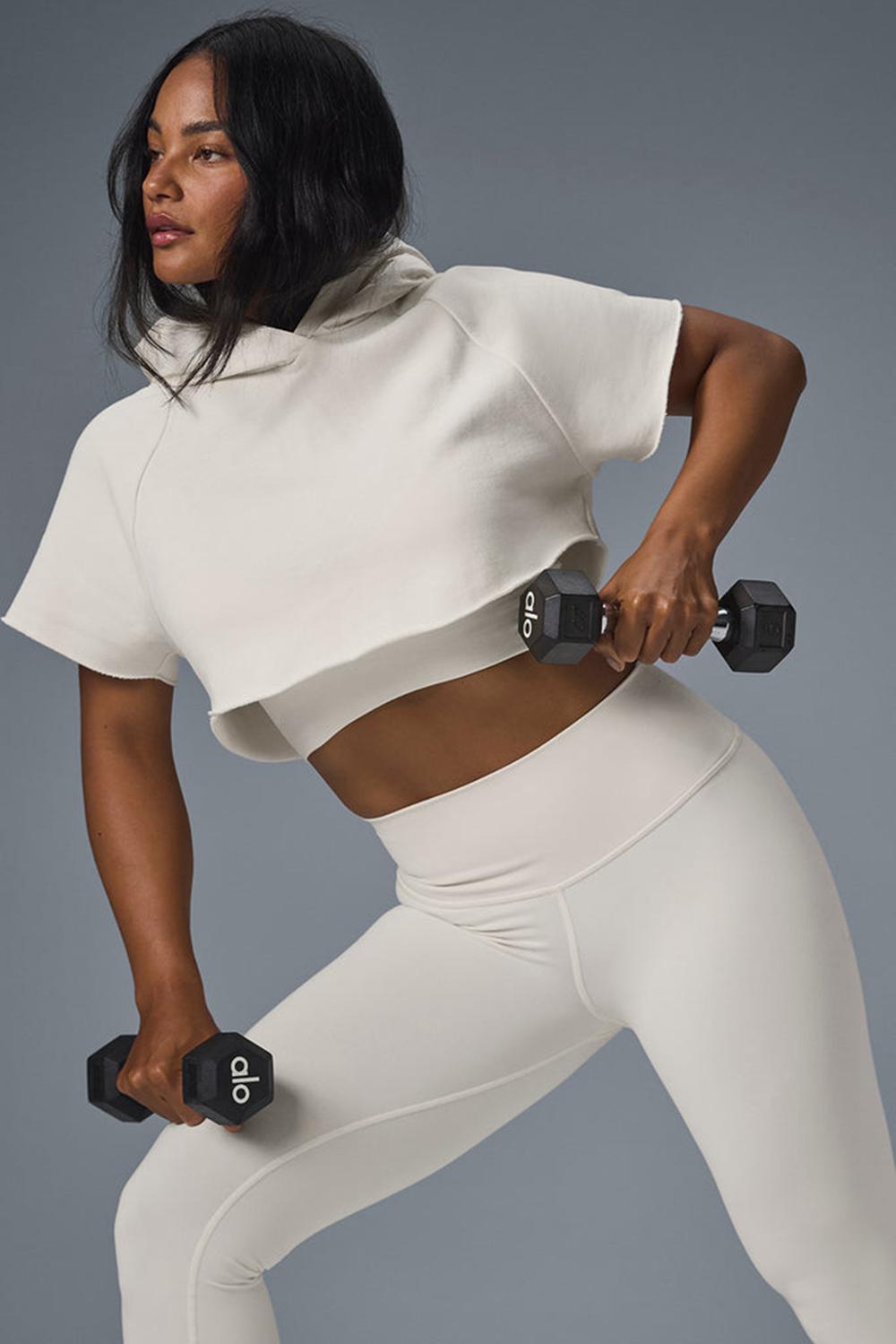 Ivory Women Alo Yoga Cropped In The Air Short Sleeve | Australia  98025-BZKC