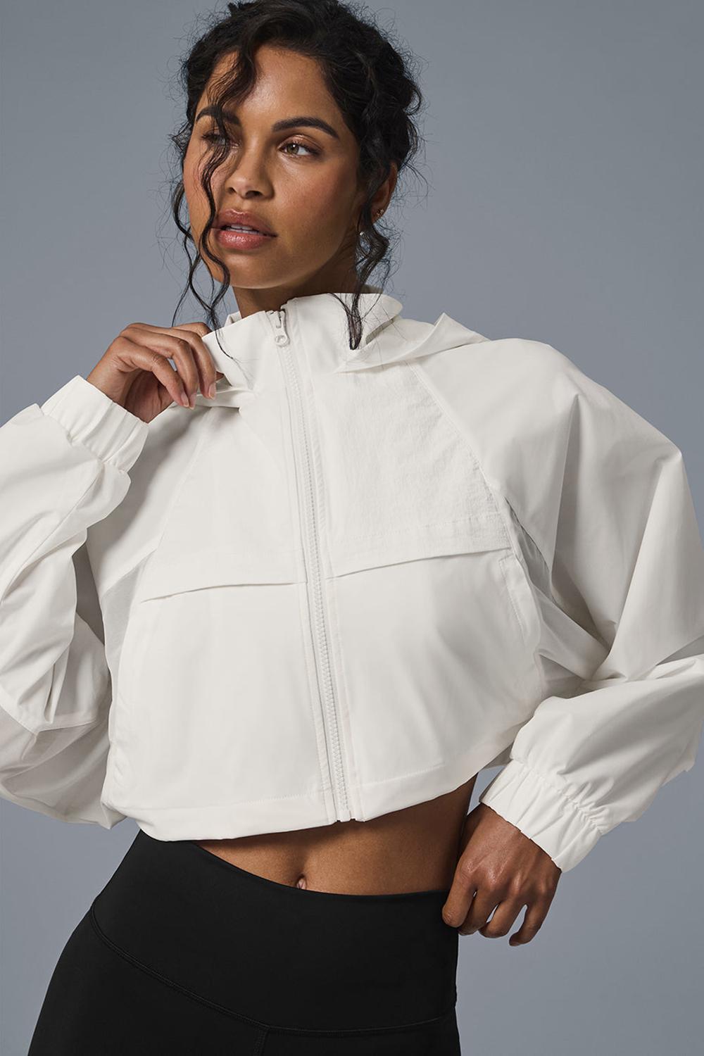 Ivory Women Alo Yoga Cropped Playmaker Jacket | Australia  75821-TCES