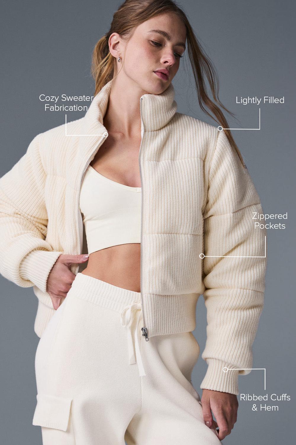 Ivory Women Alo Yoga Darling Sweater Puffer Jacket | Australia  43918-KHUC