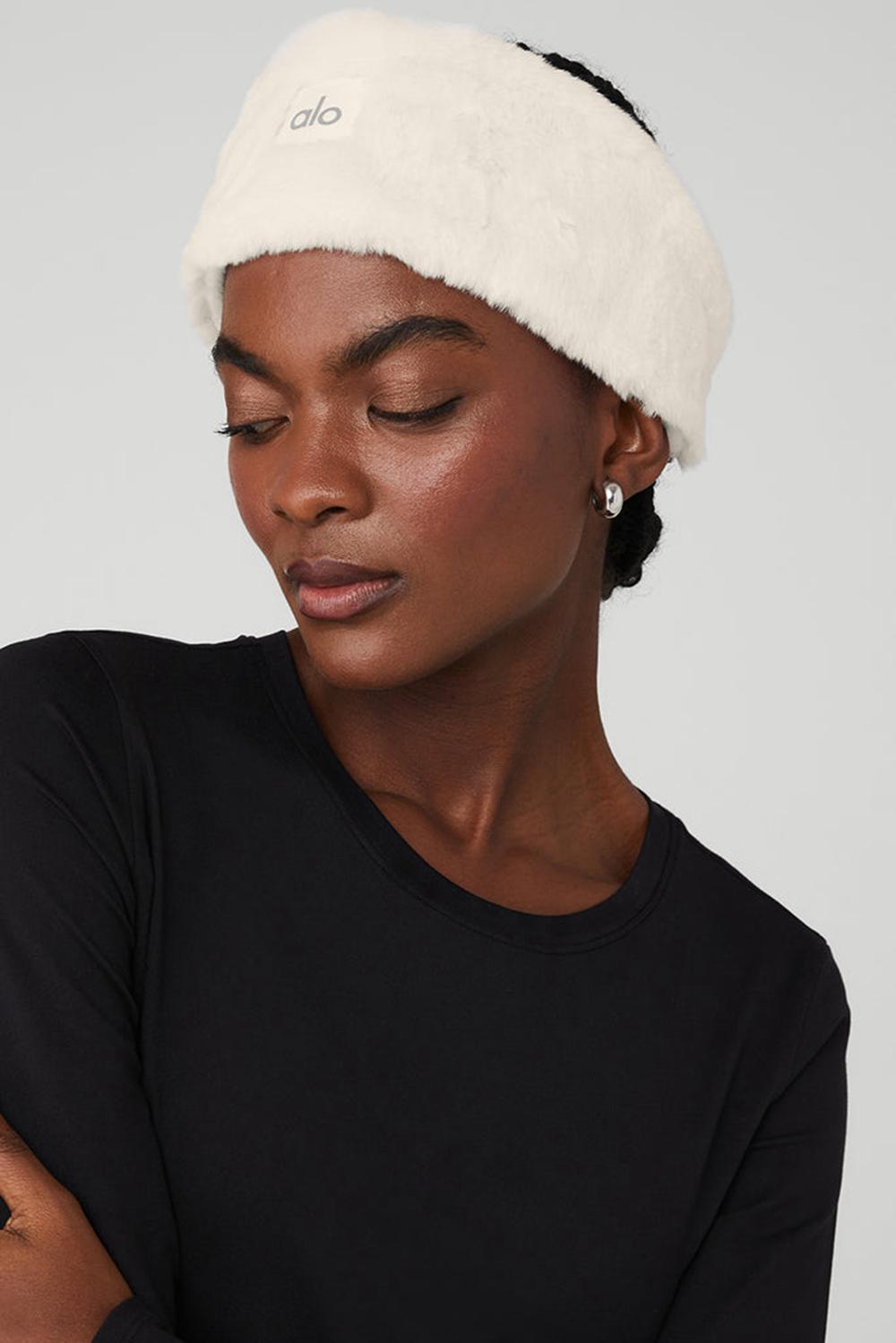 Ivory Women Alo Yoga Faux Fur Ear Warmers Headband | Australia  80639-OFTR
