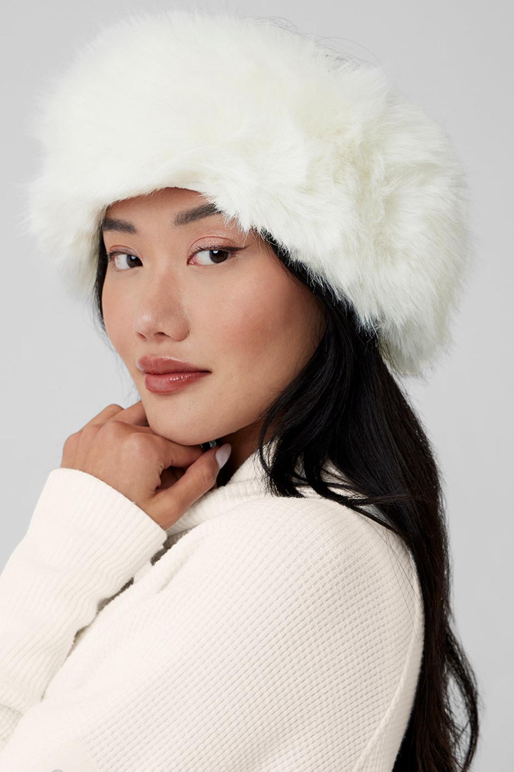 Ivory Women Alo Yoga Faux Fur Wintersun Headband | Australia  71263-SPBJ