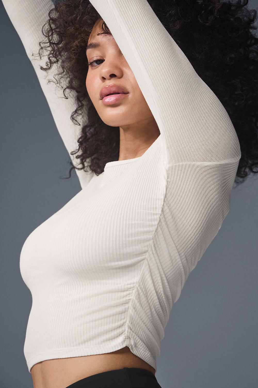 Ivory Women Alo Yoga Gather Long Sleeve | Australia  75498-TWCG