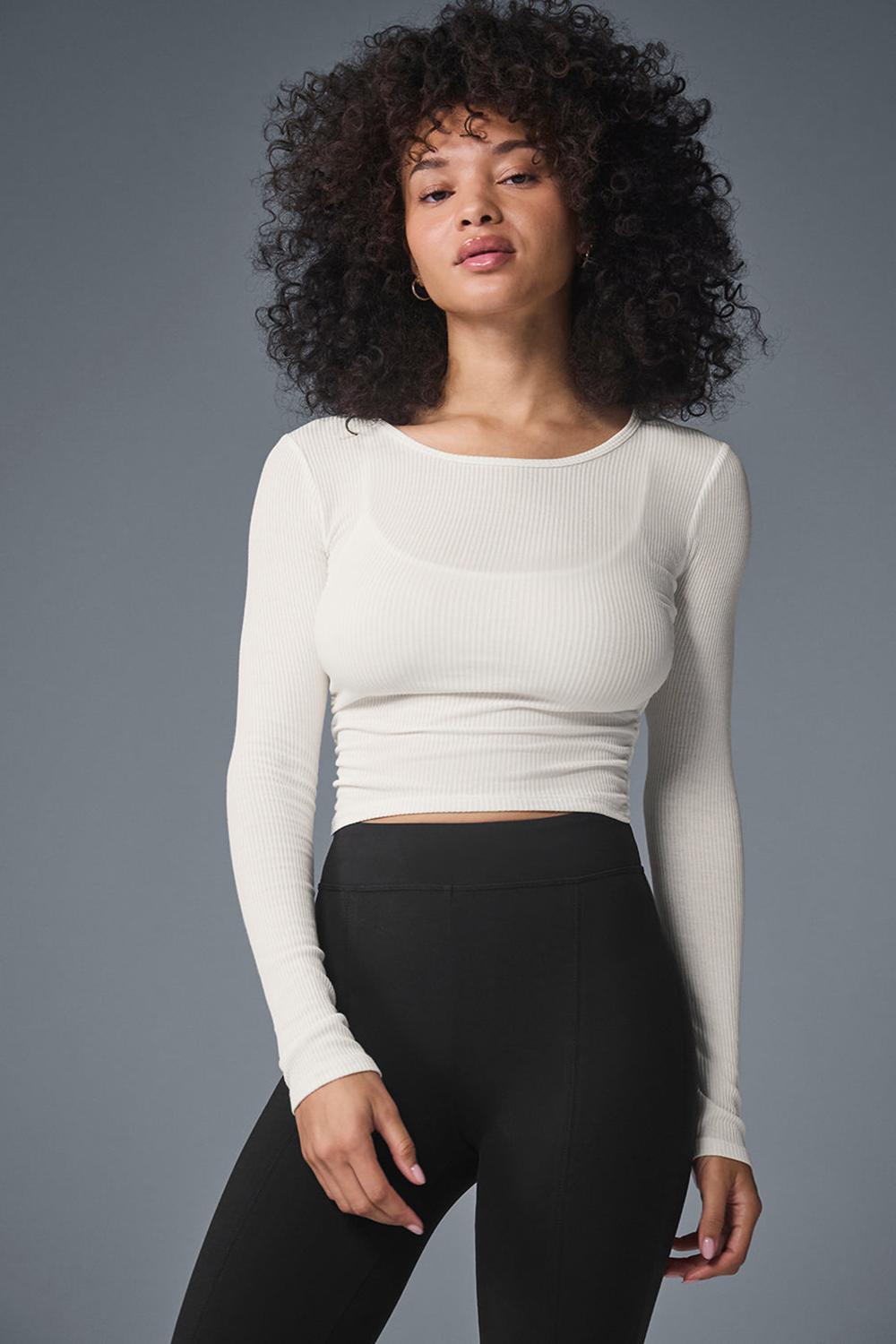 Ivory Women Alo Yoga Gather Long Sleeve | Australia  75498-TWCG