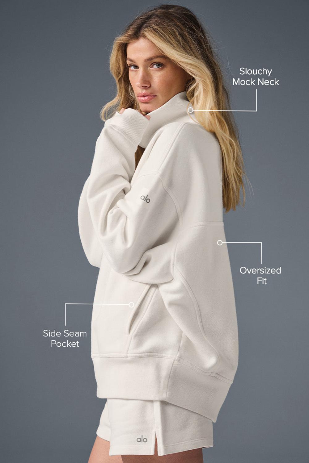 Ivory Women Alo Yoga Hazy Mock Neck Pullover | Australia  57930-BDLH