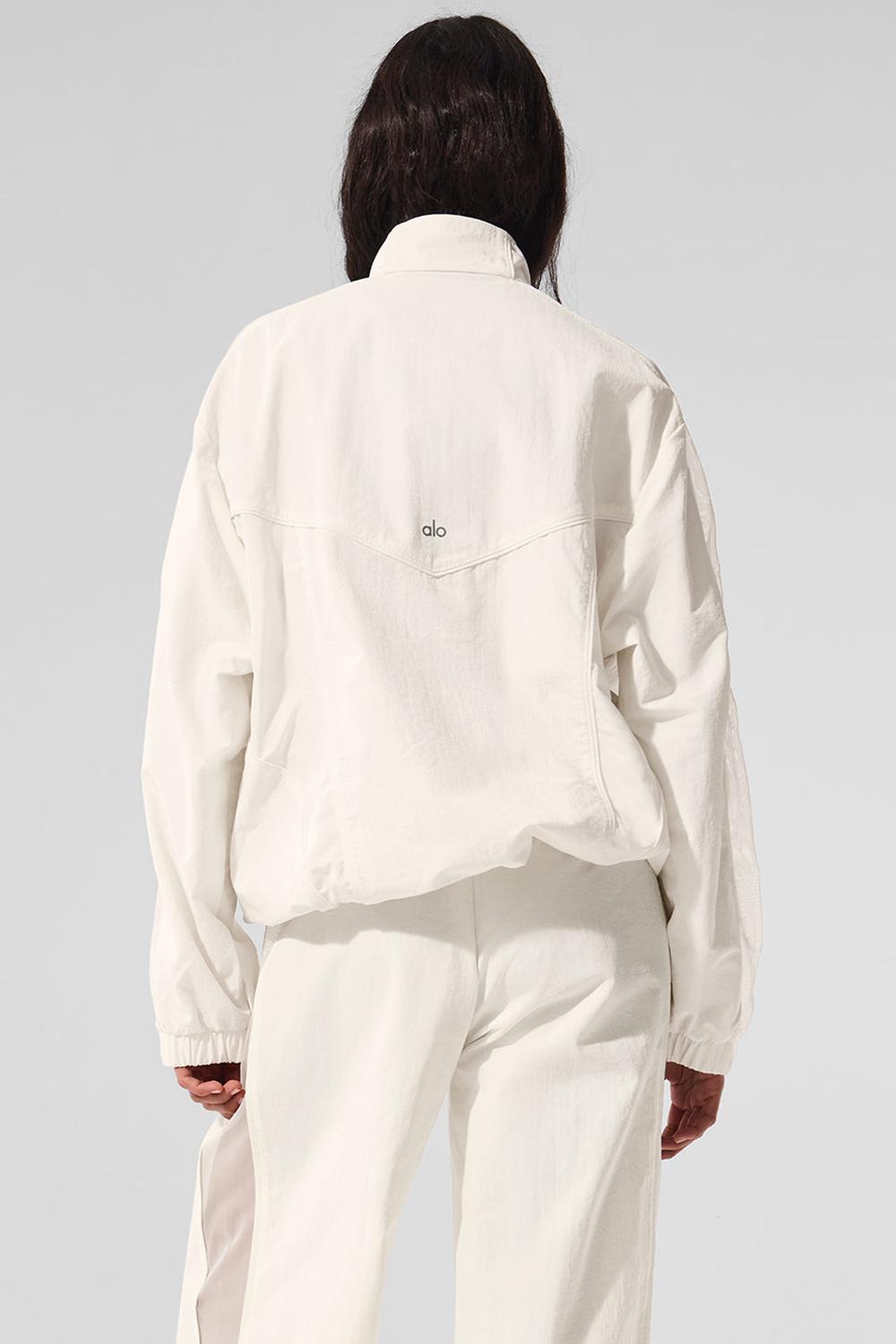 Ivory Women Alo Yoga Origin Full-Zip Track Jacket | Australia  14590-SJQO