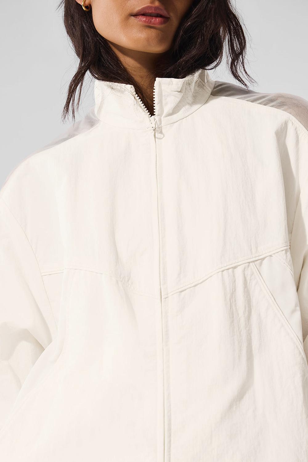 Ivory Women Alo Yoga Origin Full-Zip Track Jacket | Australia  14590-SJQO