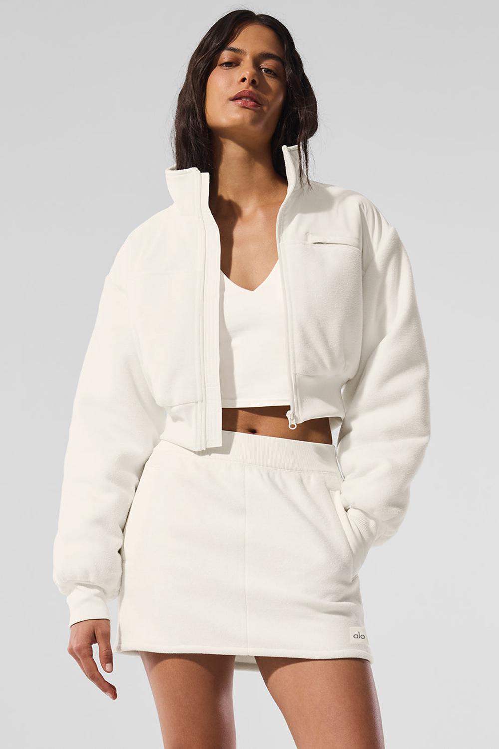 Ivory Women Alo Yoga Polar Fleece Cropped Wintry Mix Jacket | Australia  04826-LBQT