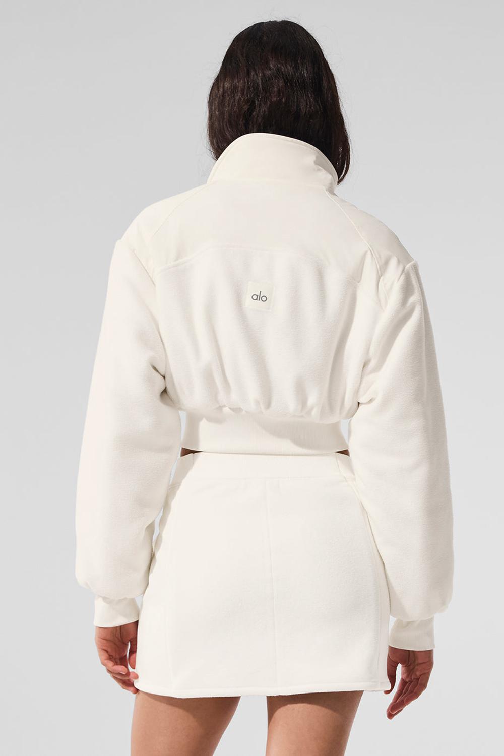 Ivory Women Alo Yoga Polar Fleece Cropped Wintry Mix Jacket | Australia  04826-LBQT