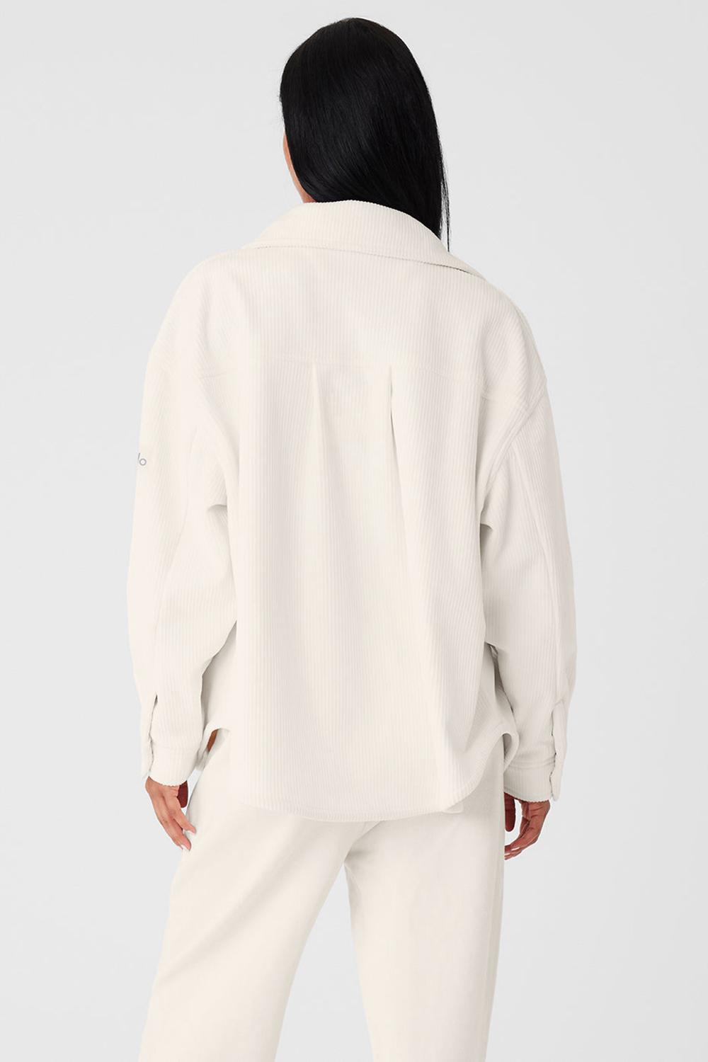 Ivory Women Alo Yoga Ribbed Velour Mountain Side Shacket Jacket | Australia  98762-AMDS