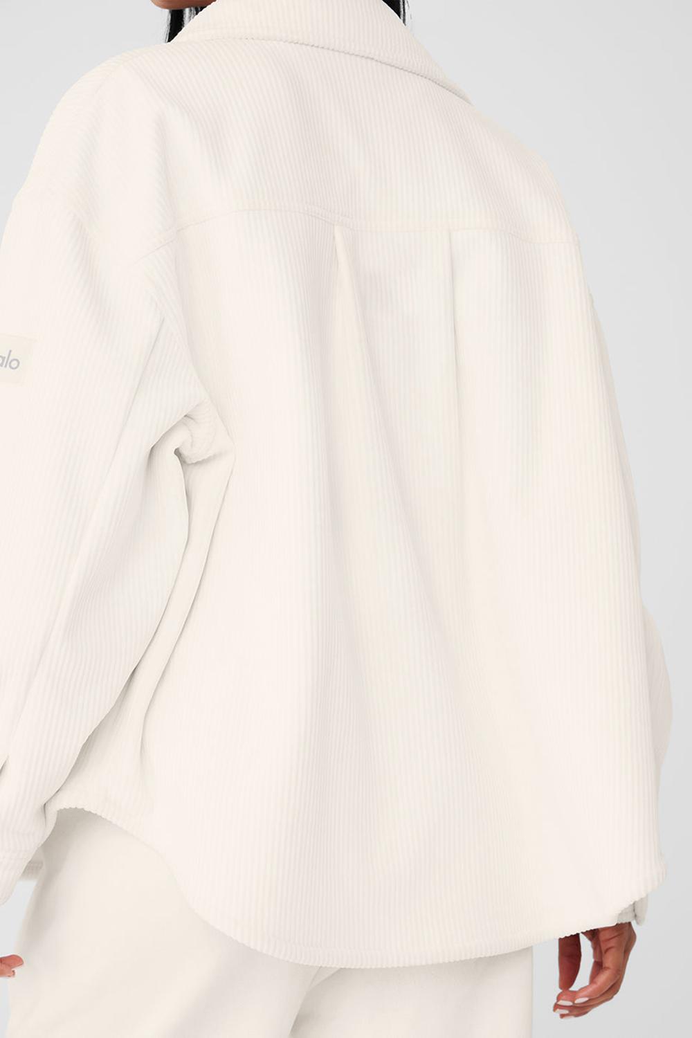 Ivory Women Alo Yoga Ribbed Velour Mountain Side Shacket Jacket | Australia  98762-AMDS