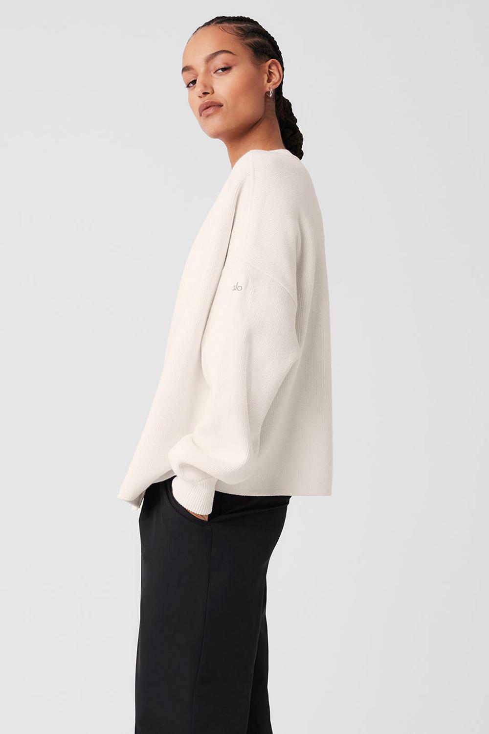 Ivory Women Alo Yoga Scholar Cardigan Sweater | Australia  42907-XOJA