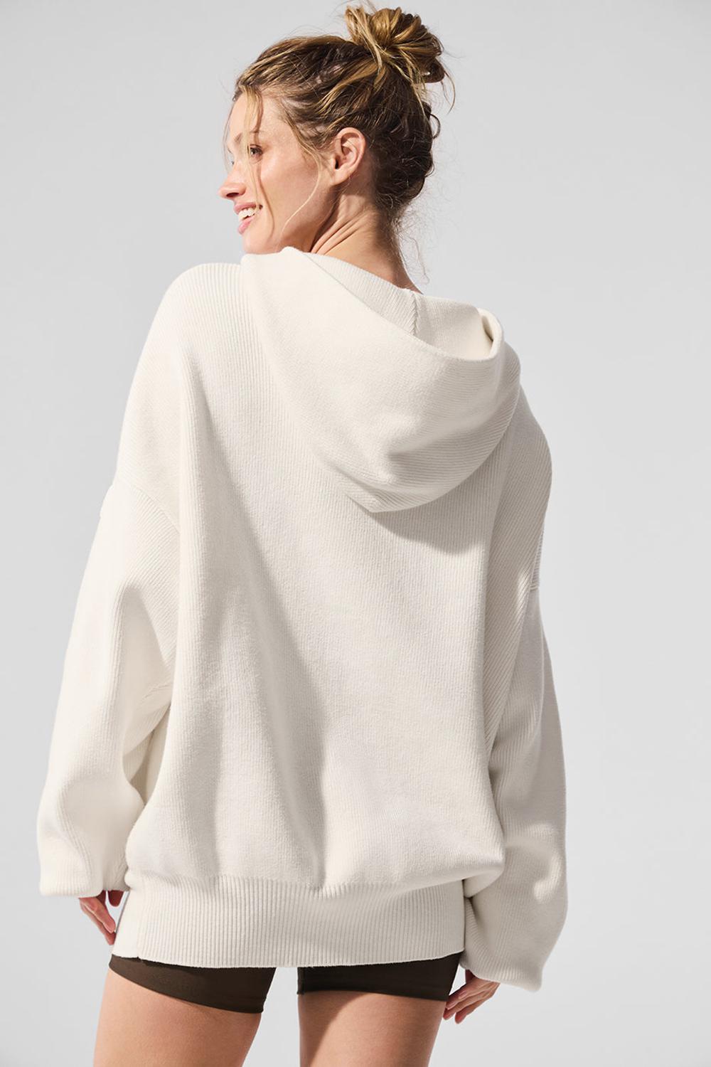 Ivory Women Alo Yoga Scholar Hooded Sweater | Australia  03864-YKSH