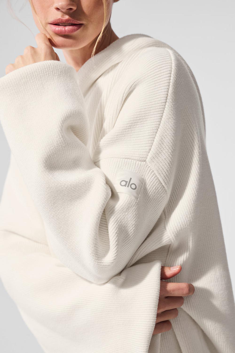Ivory Women Alo Yoga Scholar Hooded Sweater | Australia  03864-YKSH