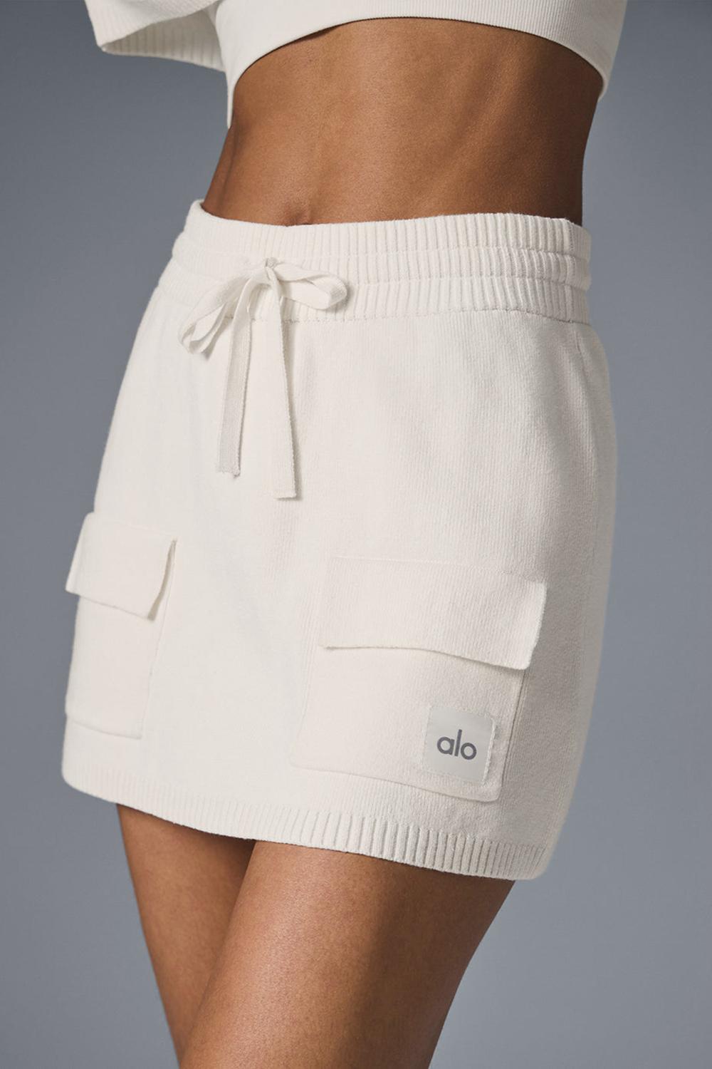 Ivory Women Alo Yoga Scholar Knit Cargo Skirt | Australia  76352-DNME