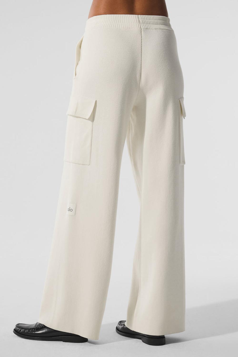Ivory Women Alo Yoga Scholar Knit High-Waist Cargo Pant | Australia  96204-IFKW