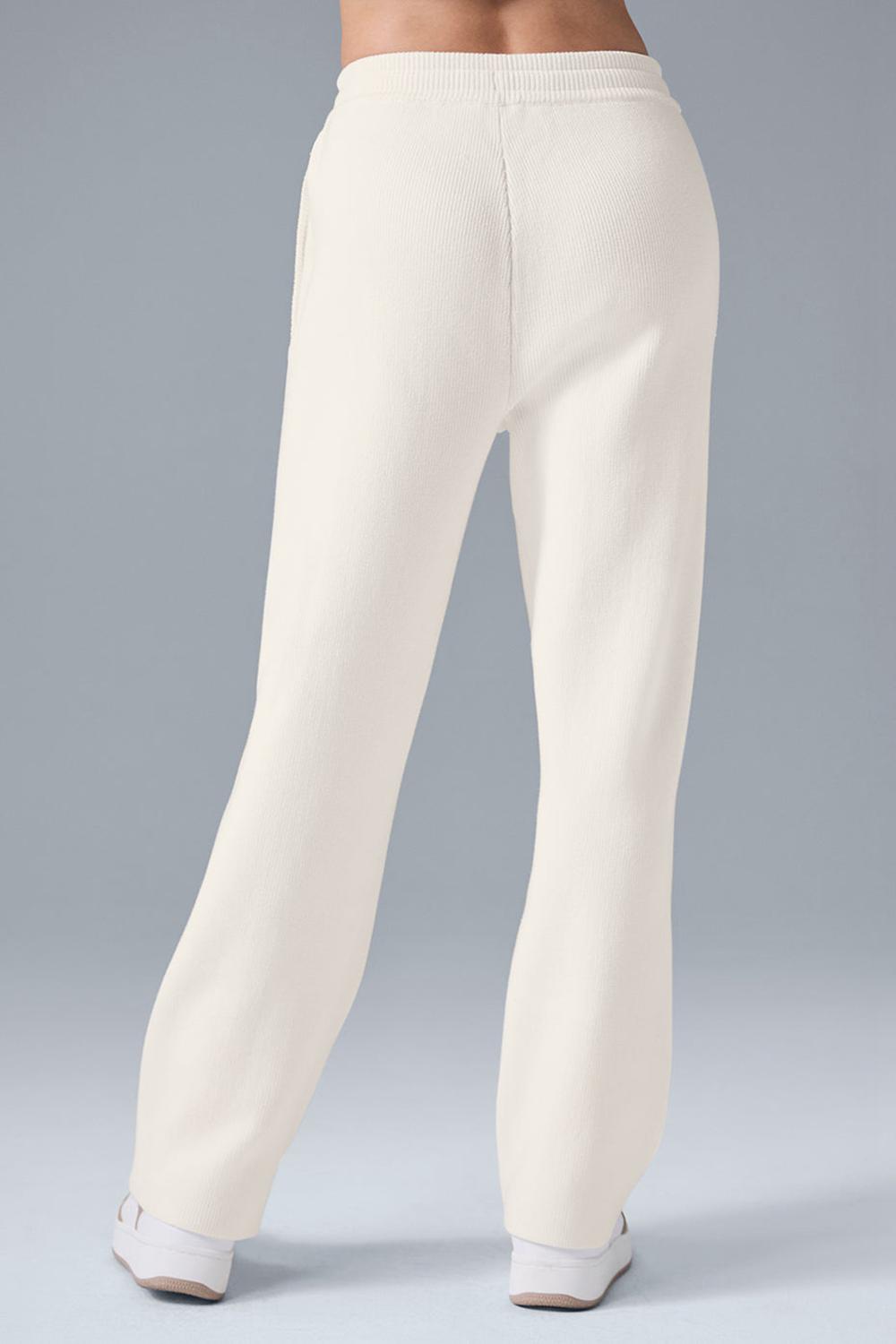 Ivory Women Alo Yoga Scholar Straight Leg Sweatpant | Australia  90368-NBUP