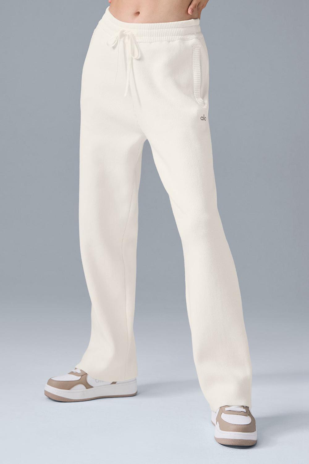 Ivory Women Alo Yoga Scholar Straight Leg Sweatpant | Australia  90368-NBUP