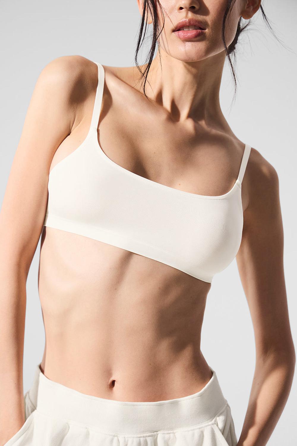 Ivory Women Alo Yoga Sheer Glow Bra | Australia  57698-OUNZ