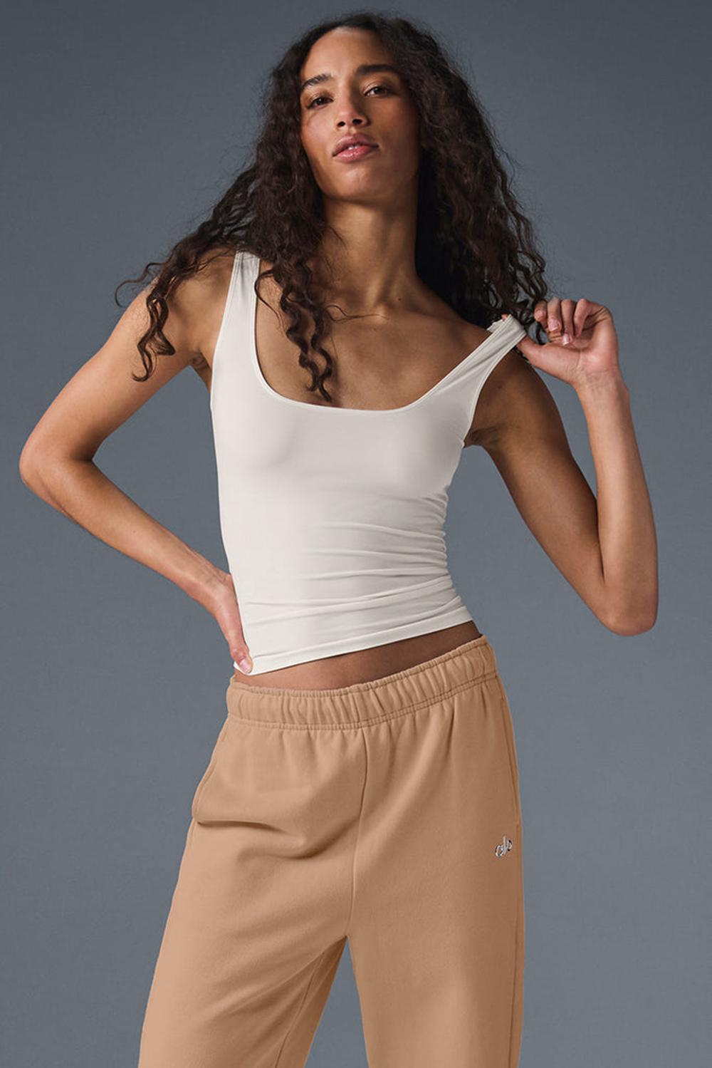 Ivory Women Alo Yoga Sheer Glow Tank | Australia  08246-TAOI