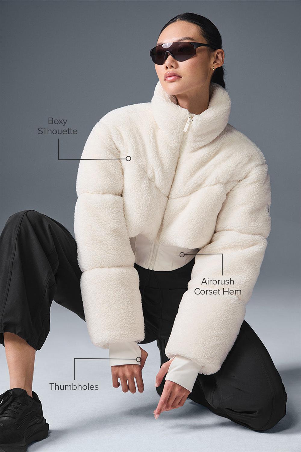 Ivory Women Alo Yoga Sherpa Main Act Corset Puffer Jacket | Australia  31972-XDJA