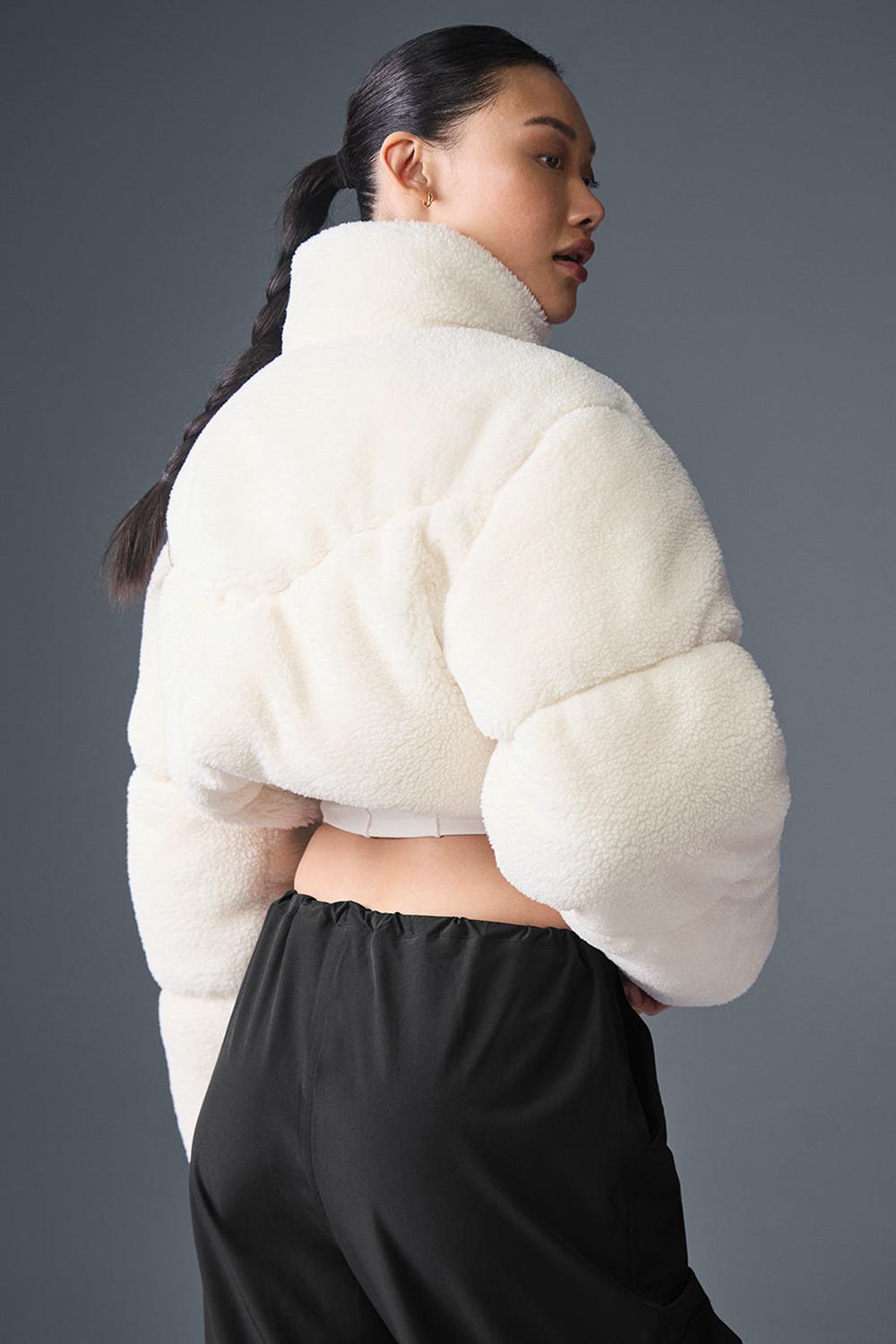 Ivory Women Alo Yoga Sherpa Main Act Corset Puffer Jacket | Australia  31972-XDJA