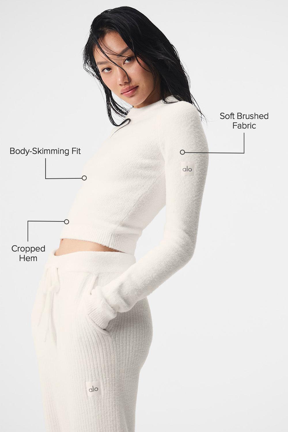 Ivory Women Alo Yoga Snuggle Up Long Sleeve | Australia  61702-OGQZ
