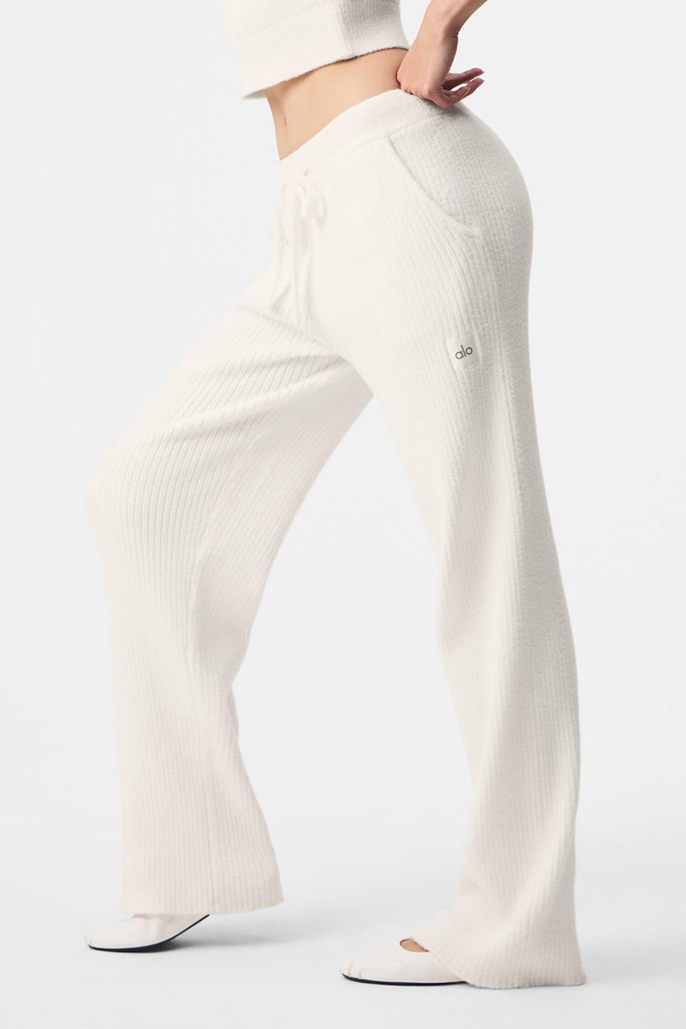 Ivory Women Alo Yoga Snuggle Up Sweater High-Waist Wide Leg Pant | Australia  09261-FVKU