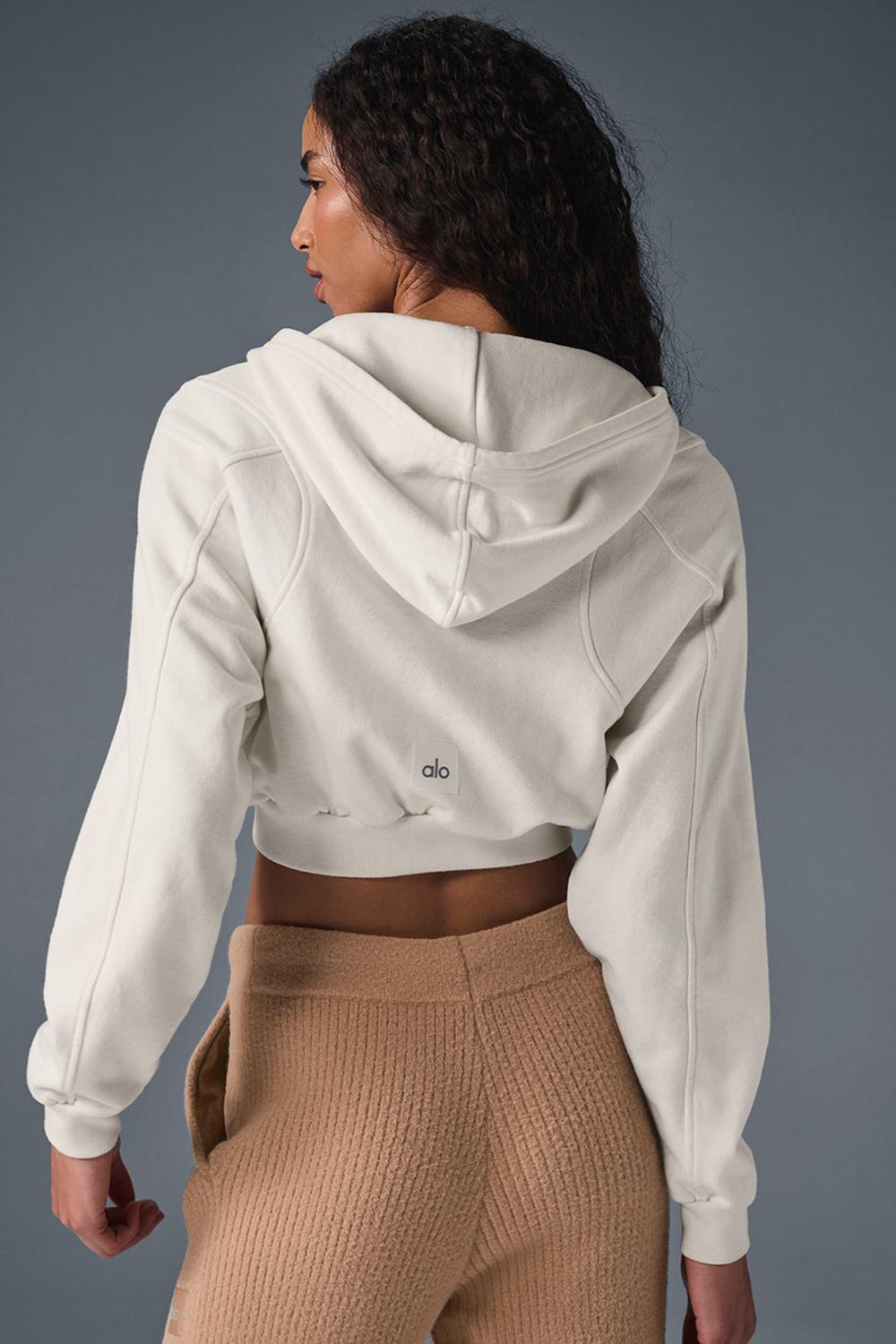 Ivory Women Alo Yoga Sweet Escape Zip Up Hoodie | Australia  20569-CXHS