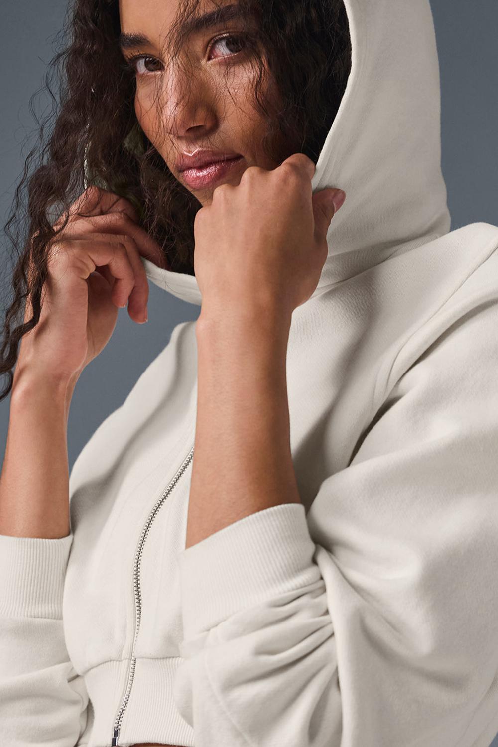 Ivory Women Alo Yoga Sweet Escape Zip Up Hoodie | Australia  20569-CXHS