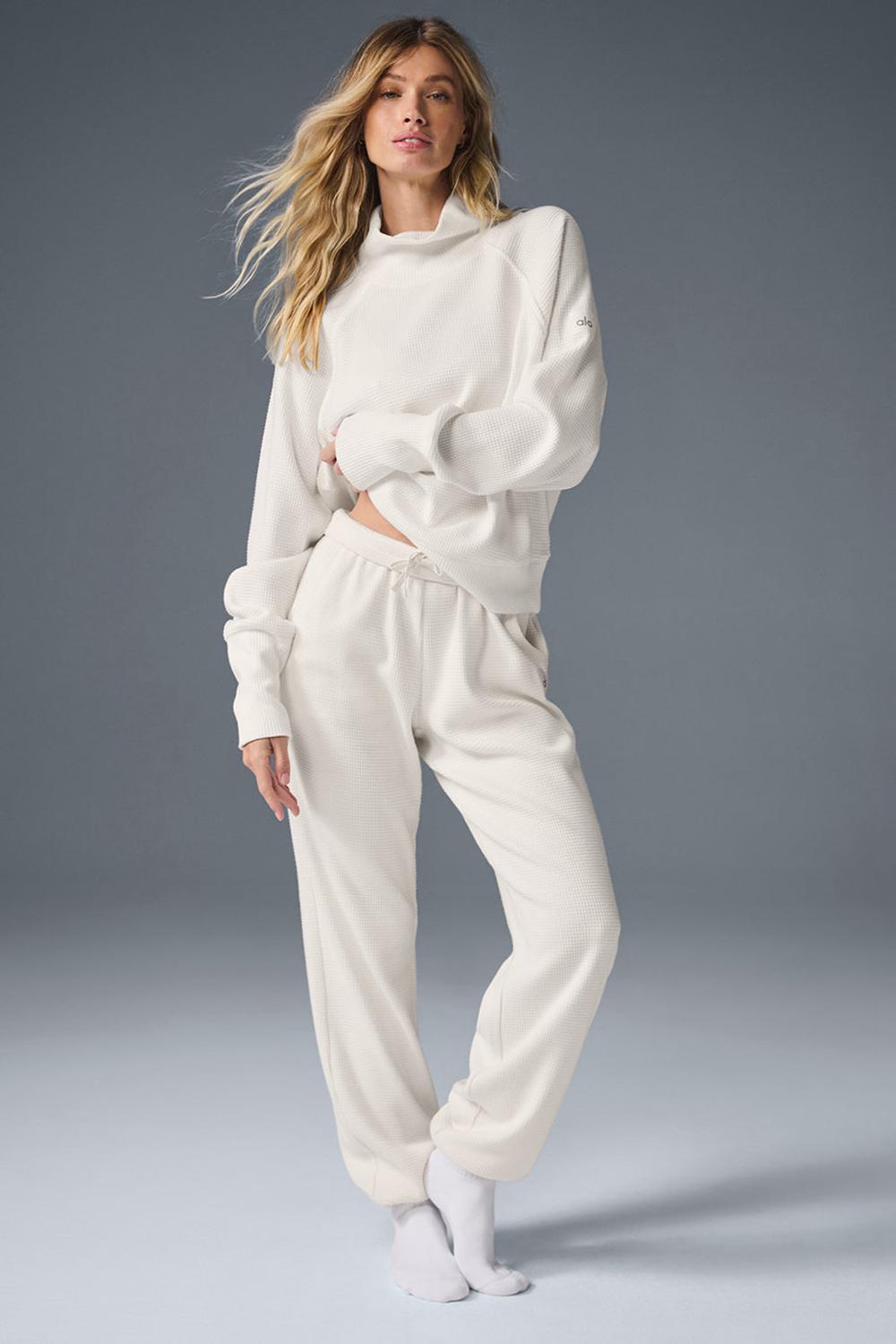 Ivory Women Alo Yoga Waffle Weekend Escape Jogger | Australia  69537-UDNW