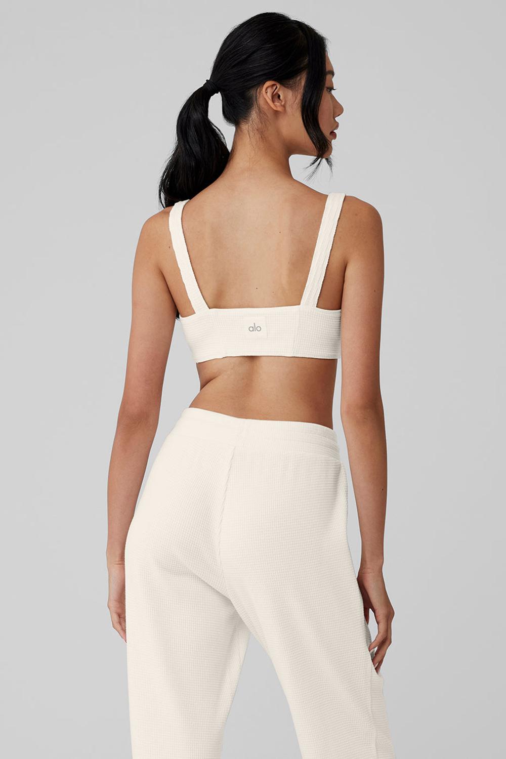 Ivory Women Alo Yoga Waffle Weekend Escape Bra | Australia  05619-QLFP