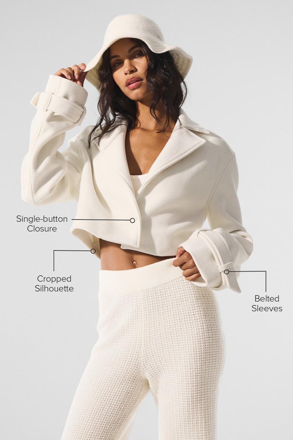 Ivory Women Alo Yoga Wool Cropped Metro Trench Coat | Australia  93012-OPCU