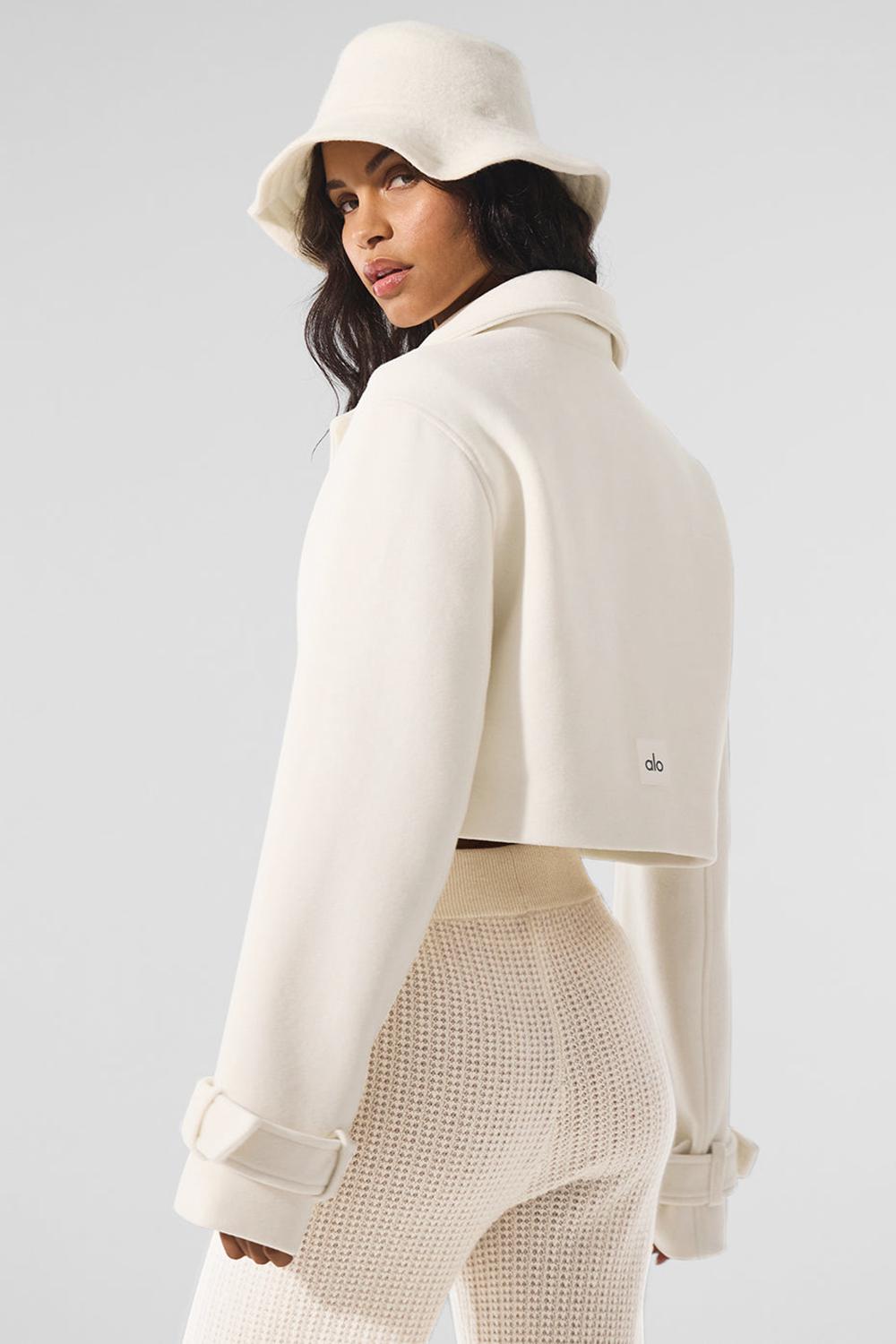Ivory Women Alo Yoga Wool Cropped Metro Trench Coat | Australia  93012-OPCU