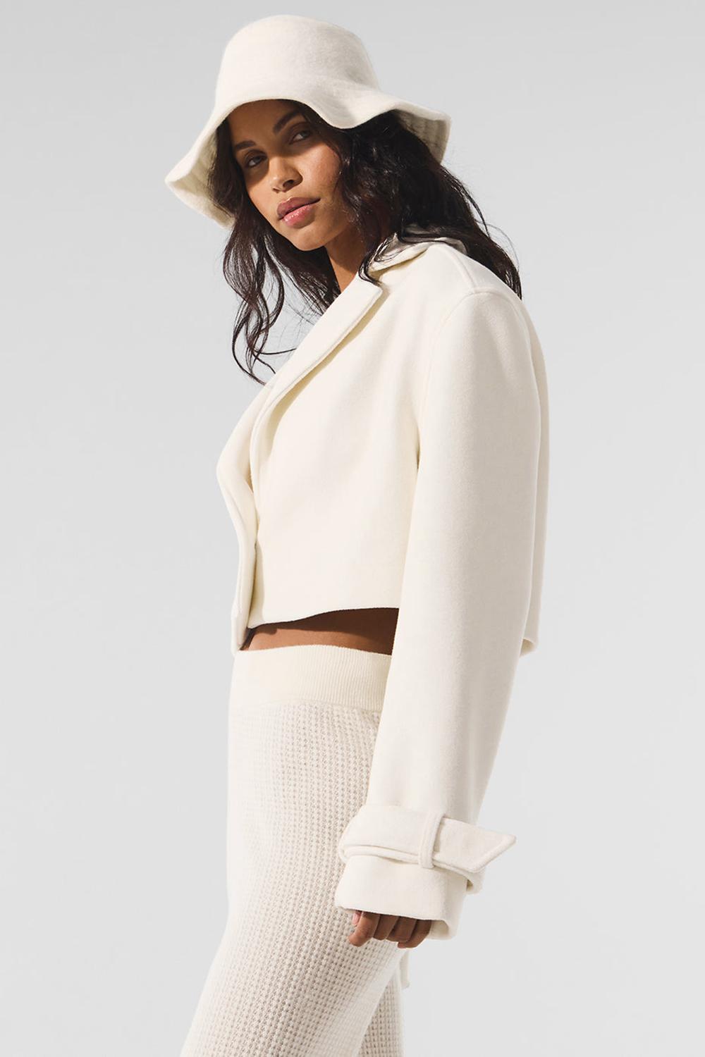 Ivory Women Alo Yoga Wool Cropped Metro Trench Coat | Australia  93012-OPCU