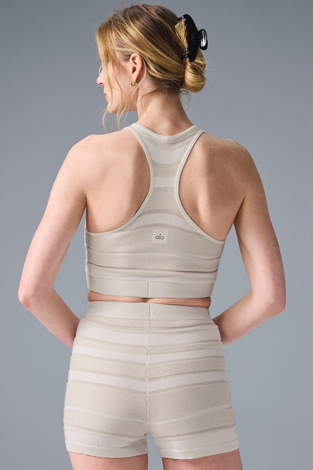 Ivory / Alabaster Women Alo Yoga Sport Play Knit Bra | Australia  84271-NXJO