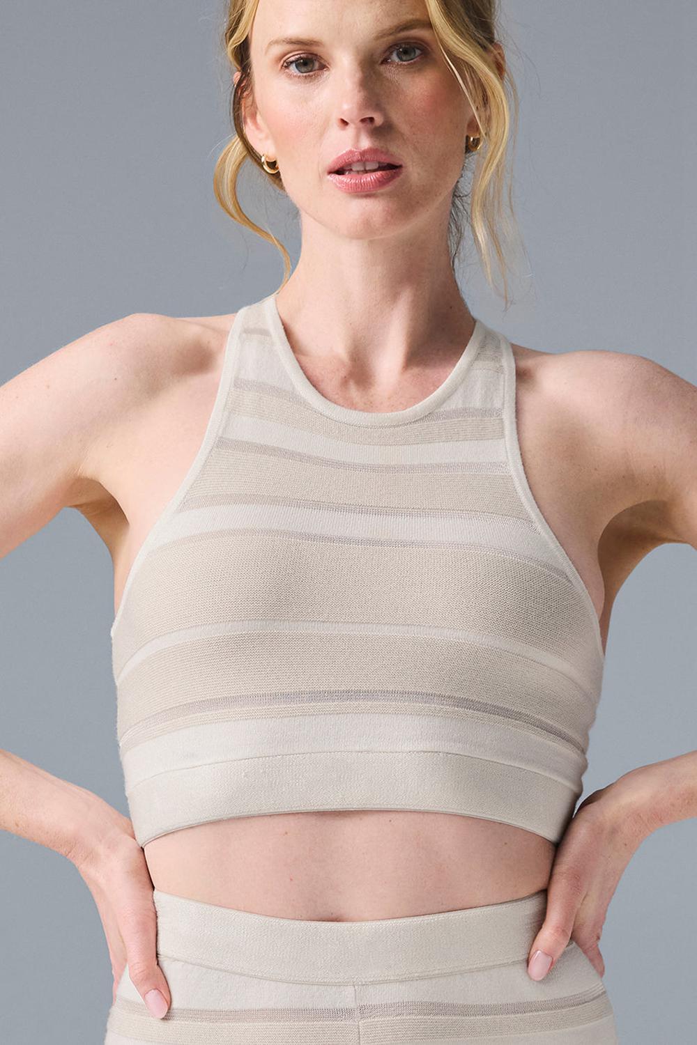 Ivory / Alabaster Women Alo Yoga Sport Play Knit Bra | Australia  84271-NXJO