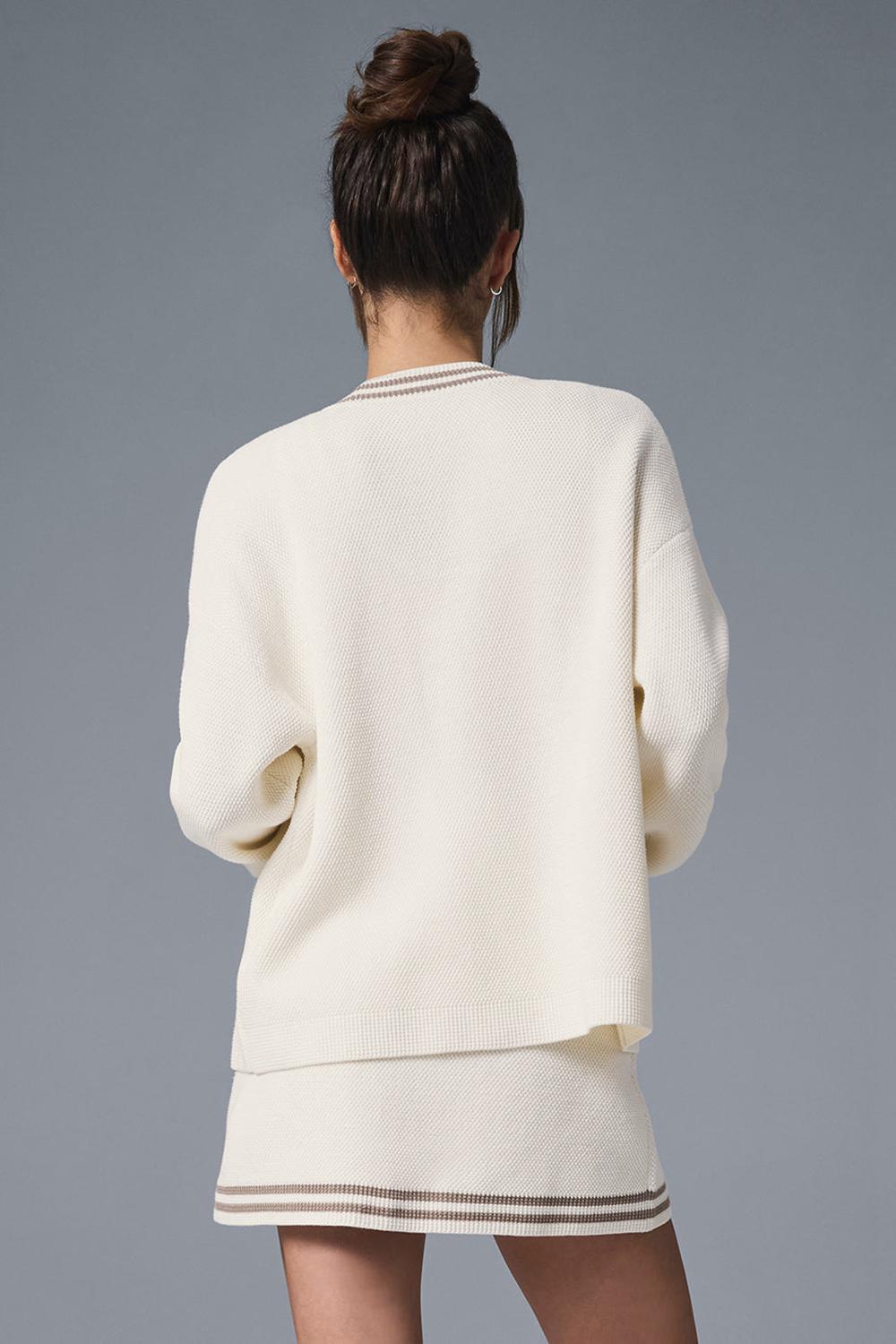 Ivory / Gravel Women Alo Yoga Tennis Club Sweater Knit Cardigan | Australia  53768-APKC
