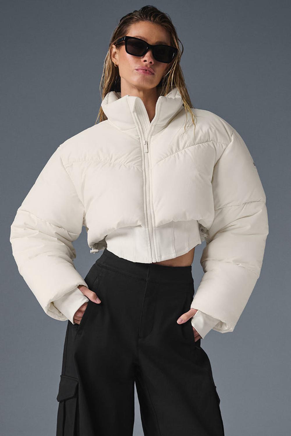Ivory / Ivory Women Alo Yoga Main Act Corset Puffer Jacket | Australia  31647-USRA
