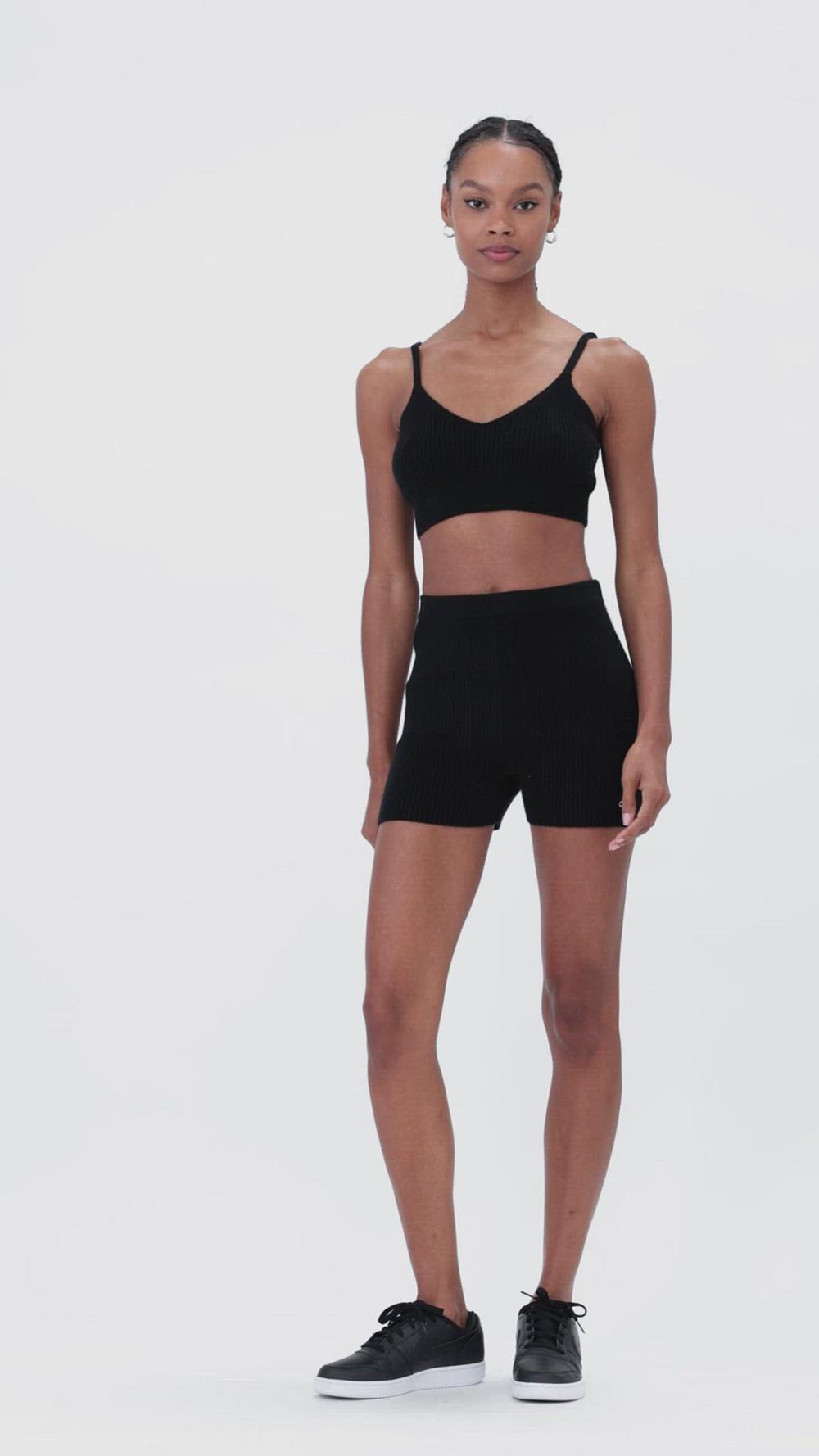 Jet Black Women Alo Yoga Cashmere Ribbed Staycation Bra | Australia  96304-DNKW