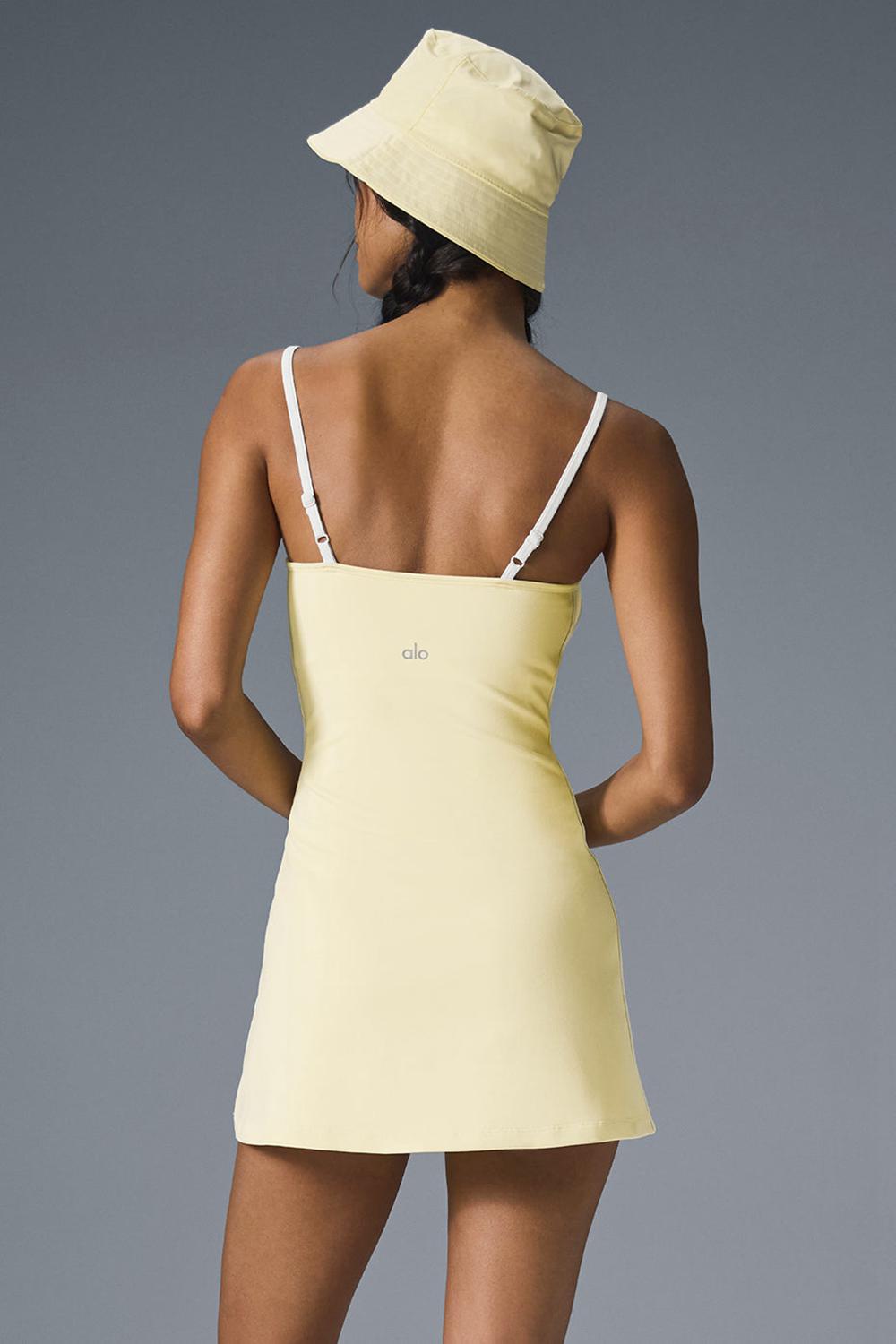 Lemon Ice / White Women Alo Yoga Airbrush Streamlined Dress | Australia  23596-MTJO