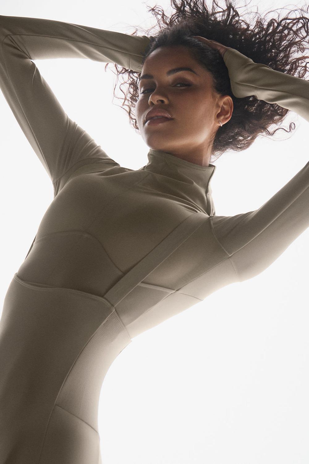 Light Cocoa Women Alo Yoga Airlift Winter Warm Mesh Ski Time Long Sleeve | Australia  70698-TVRF