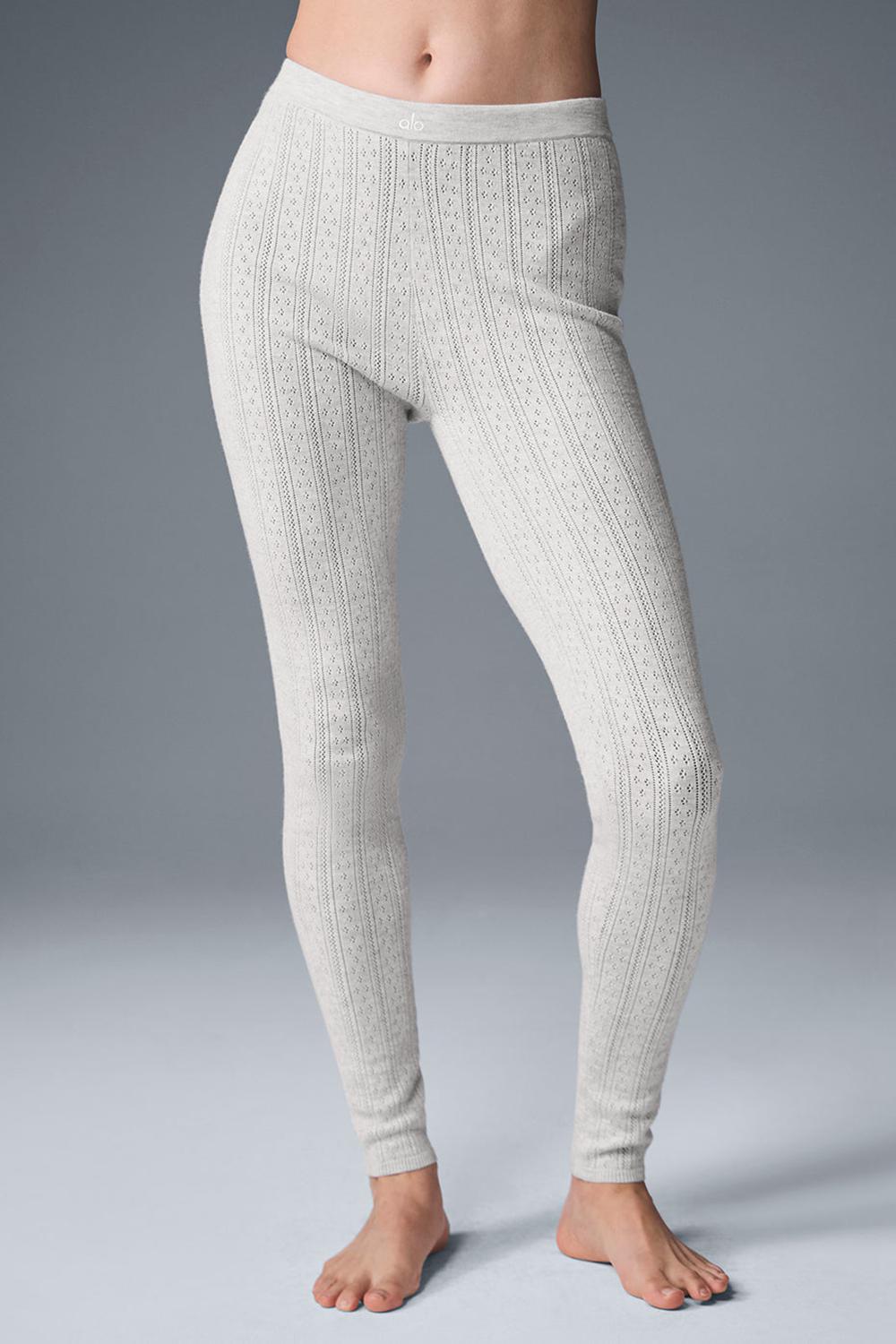 Light Grey Heather Women Alo Yoga Pointelle Sweater High-Waist Be Mine Legging | Australia  54312-EVHP