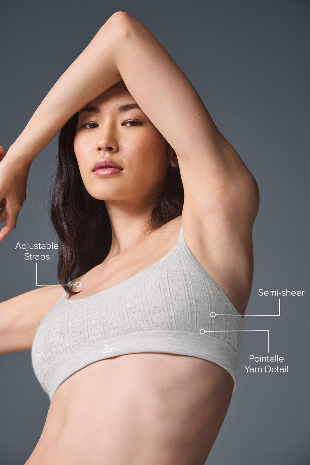 Light Grey Heather Women Alo Yoga Pointelle Sweater Be Mine Bra | Australia  60984-DKQN