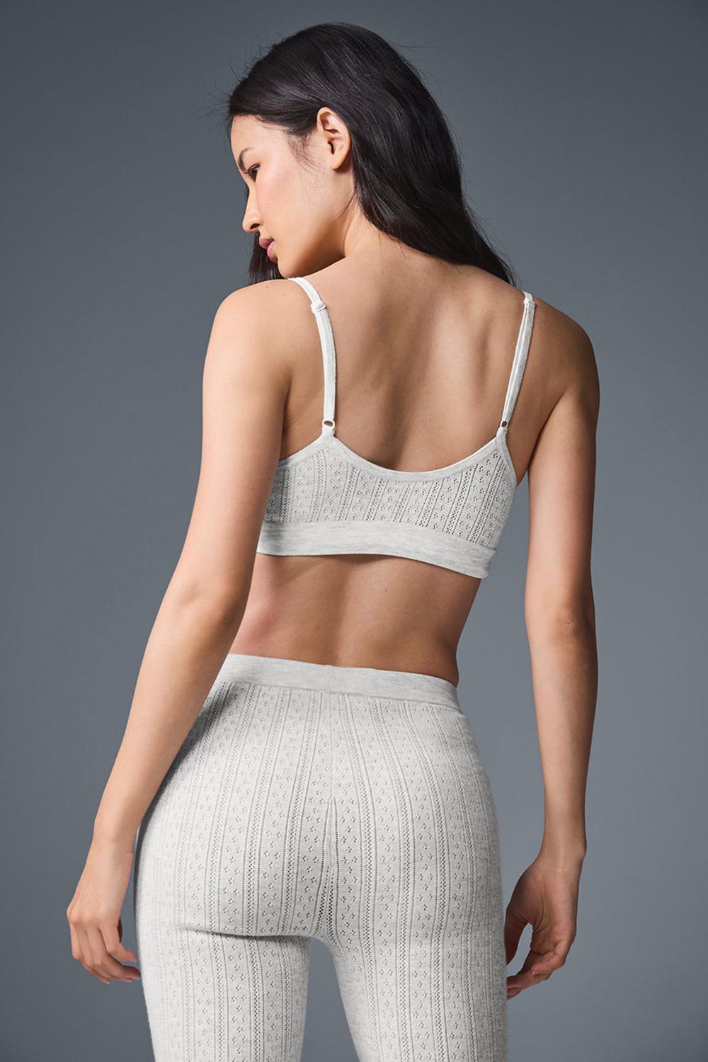 Light Grey Heather Women Alo Yoga Pointelle Sweater Be Mine Bra | Australia  60984-DKQN