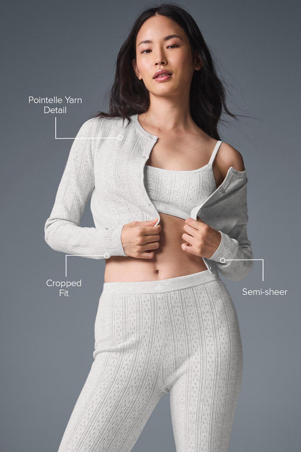 Light Grey Heather Women Alo Yoga Pointelle Sweater Be Mine Cardigan | Australia  67524-PIXQ