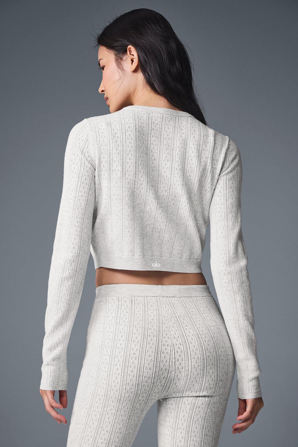 Light Grey Heather Women Alo Yoga Pointelle Sweater Be Mine Cardigan | Australia  67524-PIXQ