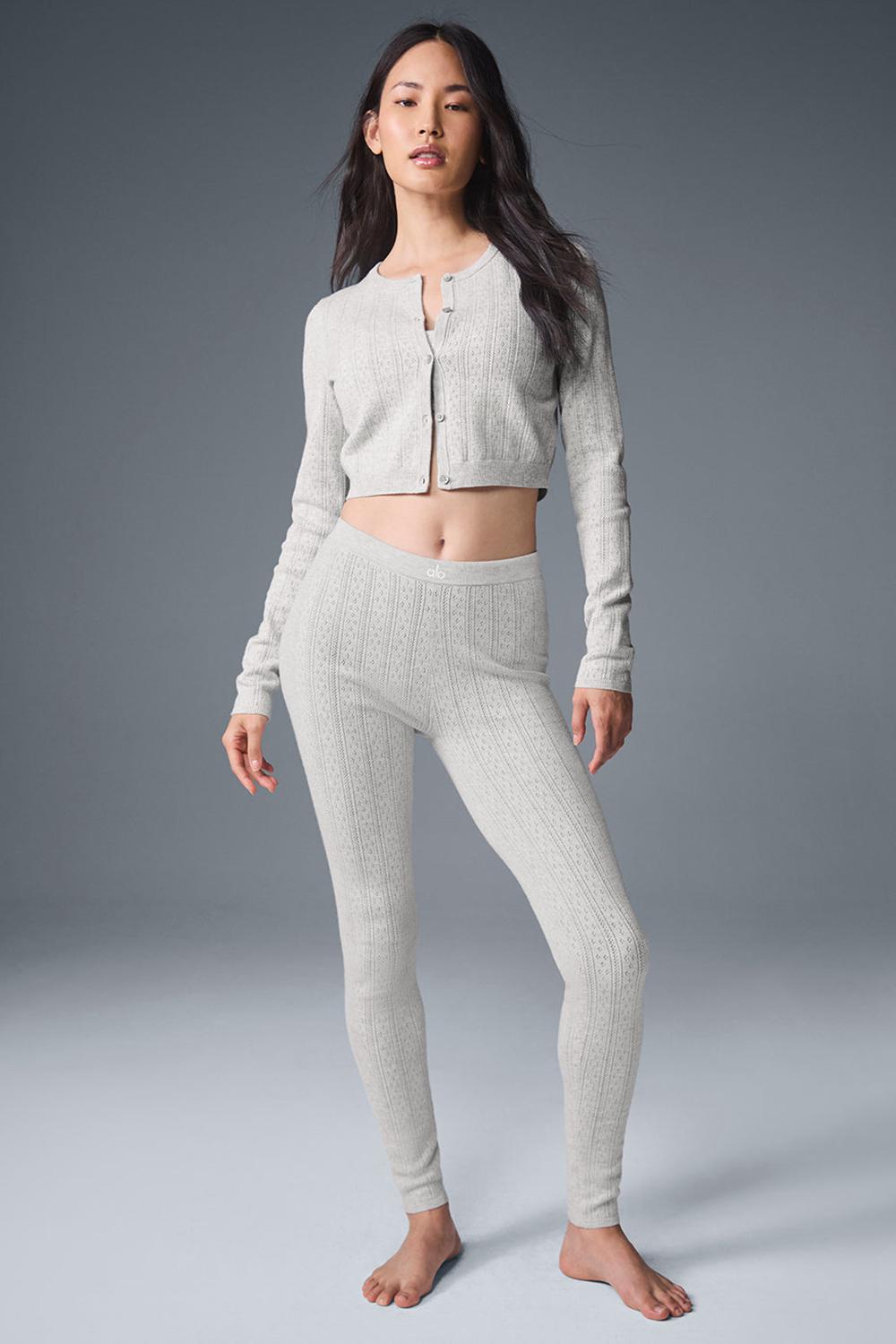 Light Grey Heather Women Alo Yoga Pointelle Sweater Be Mine Cardigan | Australia  67524-PIXQ