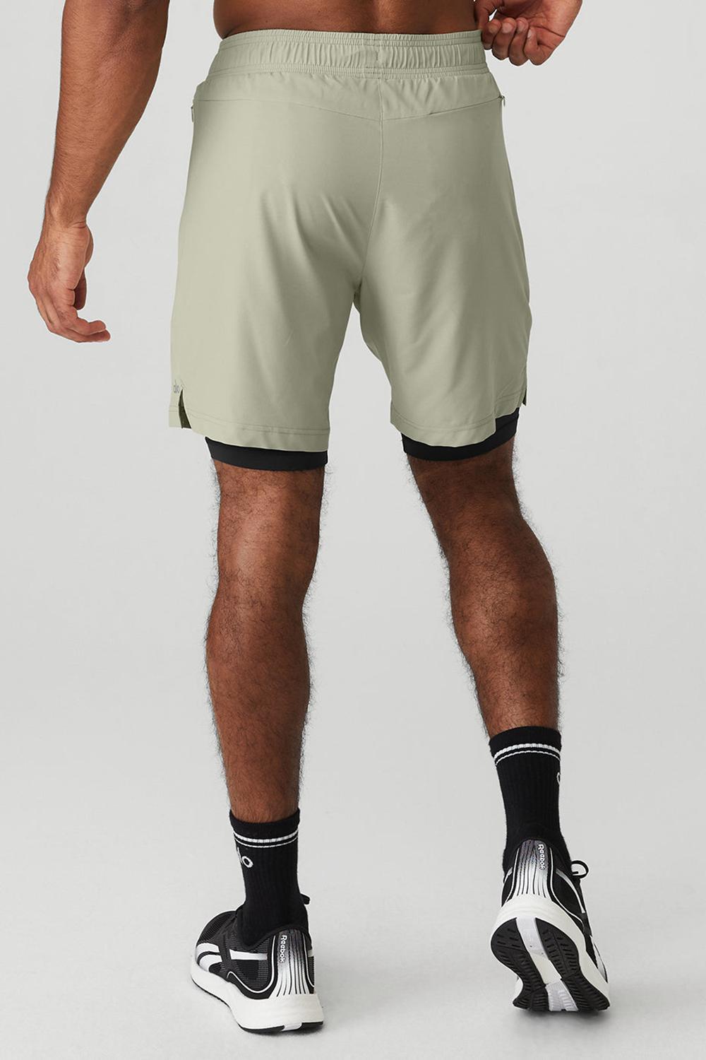 Limestone / Black Men Alo Yoga 7'' Unity 2 In 1 Short | Australia  14560-XLIV