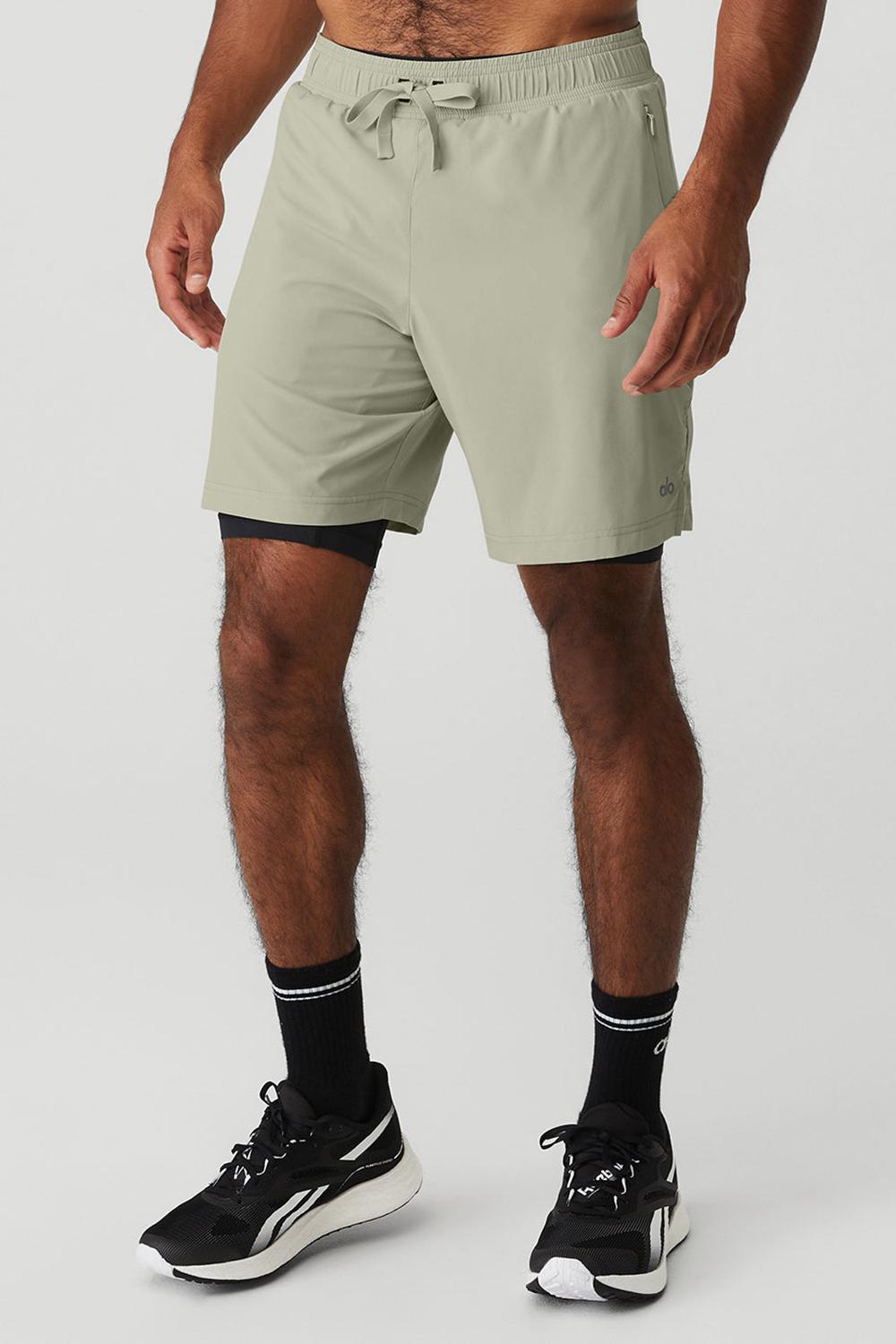 Limestone / Black Men Alo Yoga 7'' Unity 2 In 1 Short | Australia  14560-XLIV