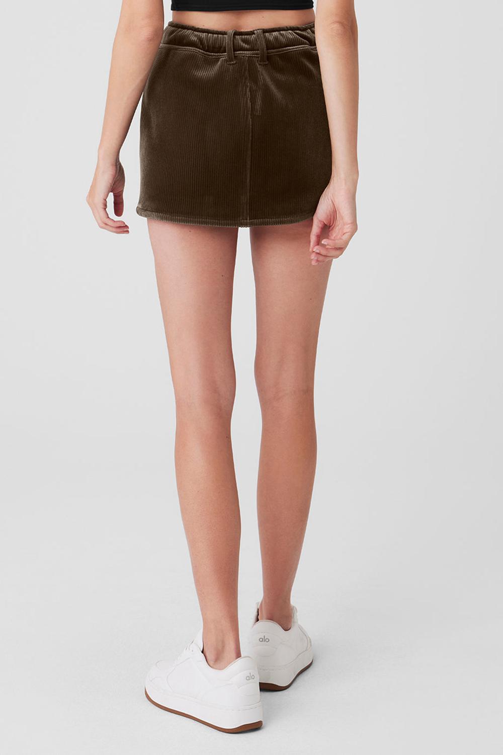 Macchiato Women Alo Yoga Ribbed Velour Baller Mini Skirt | Australia  24836-UQVE